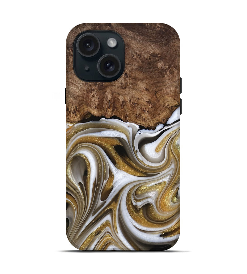 iPhone 15 Wood Live Edge Phone Case - Trinh (Black & White, 741604)