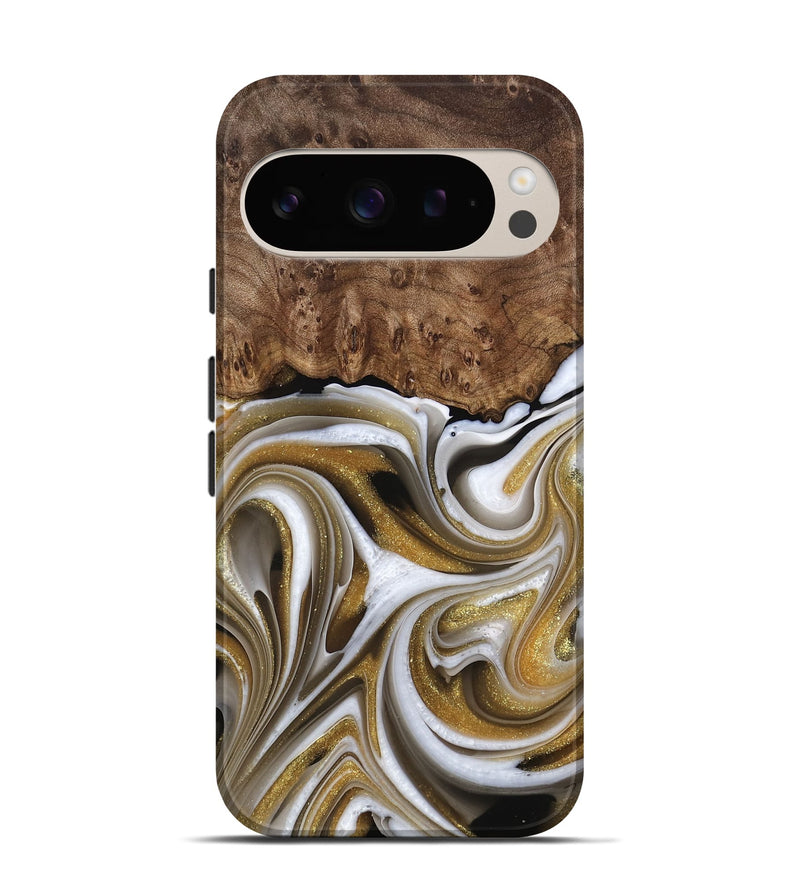 Pixel 9 Pro Wood Live Edge Phone Case - Trinh (Black & White, 741604)