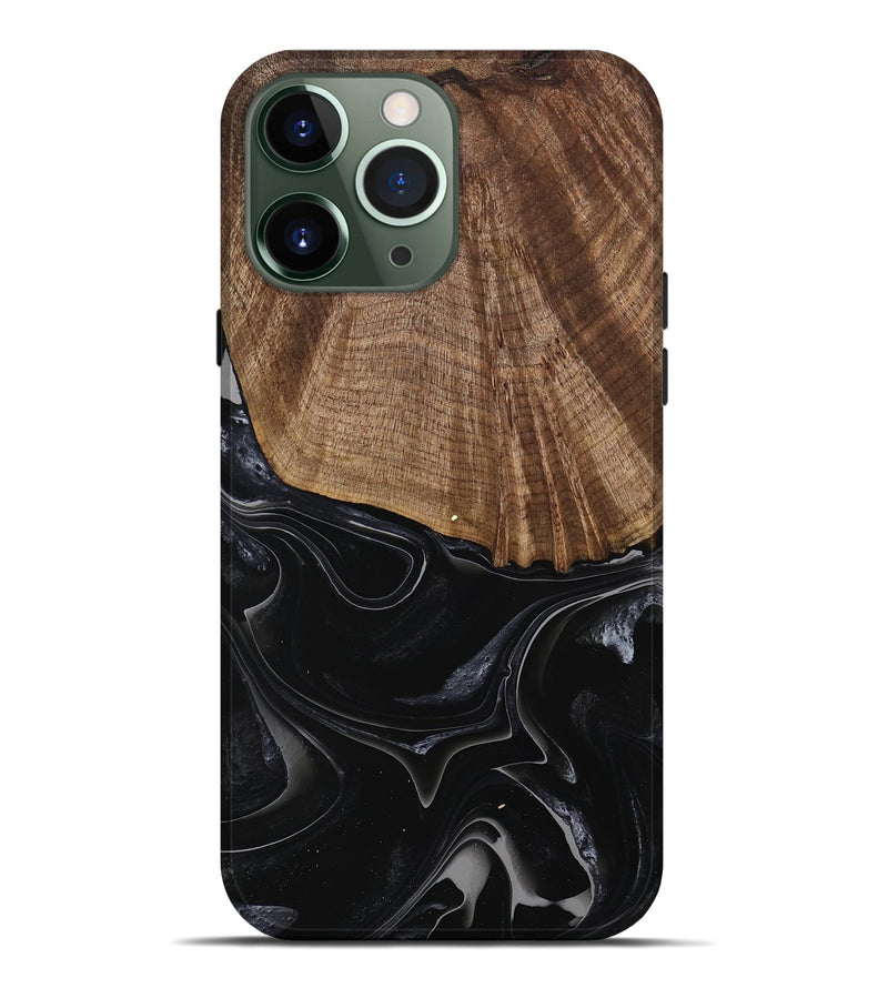 iPhone 13 Pro Max Wood Live Edge Phone Case - Jaliyah (Black & White, 741605)