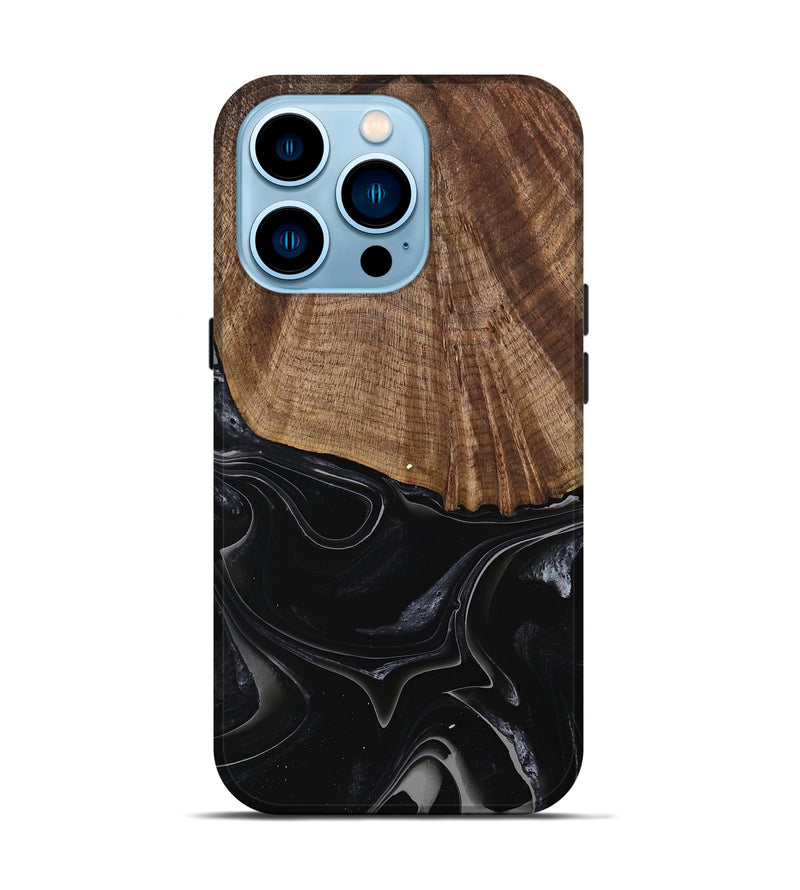 iPhone 14 Pro Wood Live Edge Phone Case - Jaliyah (Black & White, 741605)