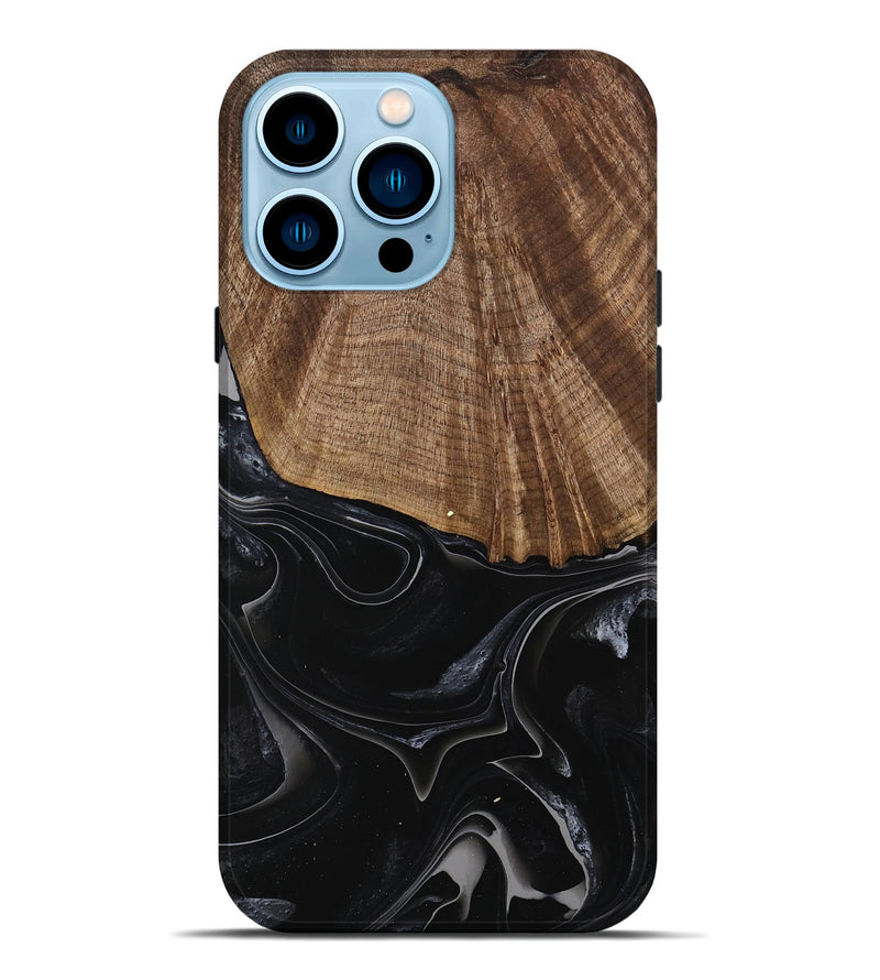 iPhone 14 Pro Max Wood Live Edge Phone Case - Jaliyah (Black & White, 741605)