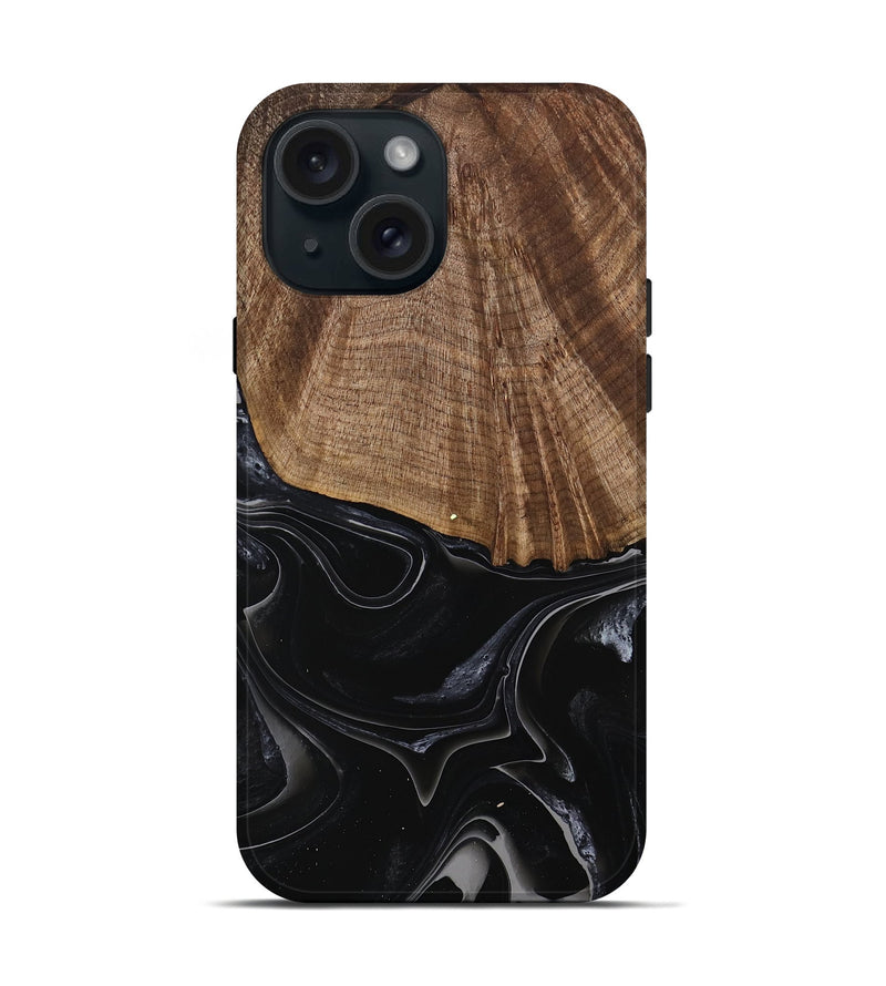 iPhone 15 Wood Live Edge Phone Case - Jaliyah (Black & White, 741605)