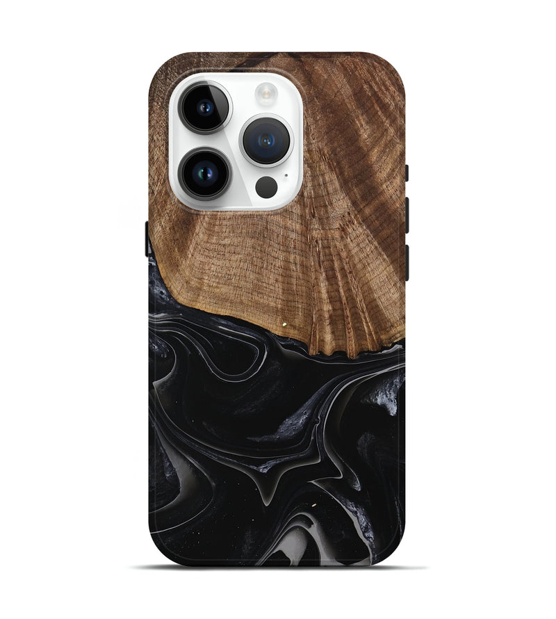 iPhone 15 Pro Wood Live Edge Phone Case - Jaliyah (Black & White, 741605)