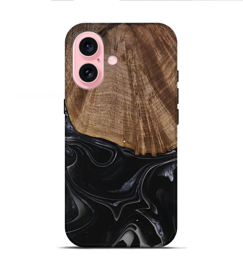 iPhone 16 Wood Live Edge Phone Case - Jaliyah (Black & White, 741605)