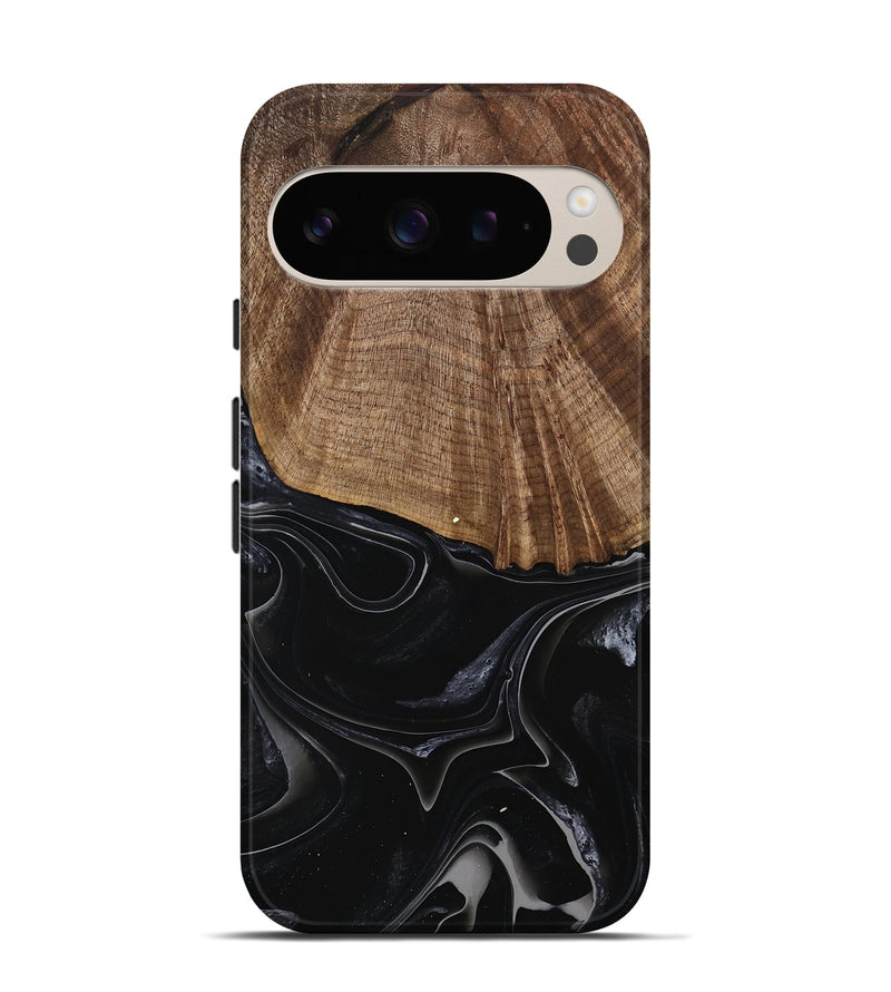 Pixel 9 Pro Wood Live Edge Phone Case - Jaliyah (Black & White, 741605)