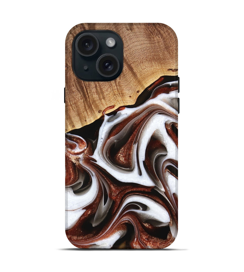 iPhone 15 Wood Live Edge Phone Case - Shep (Black & White, 741606)