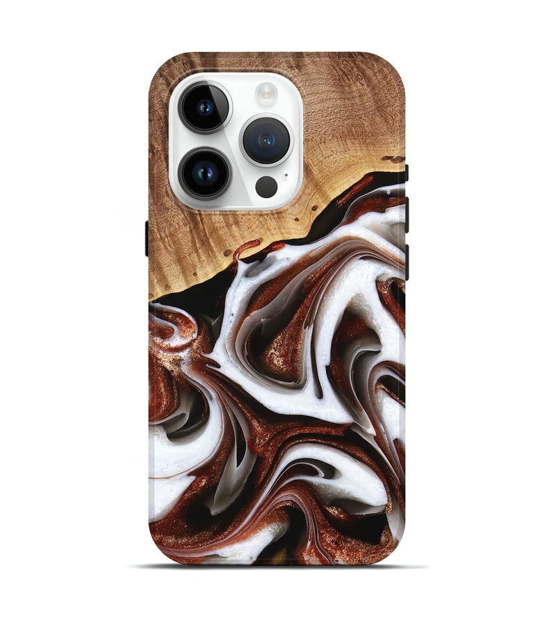 iPhone 15 Pro Wood Live Edge Phone Case - Shep (Black & White, 741606)