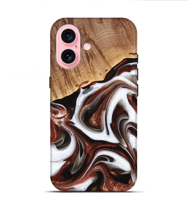 iPhone 16 Wood Live Edge Phone Case - Shep (Black & White, 741606)