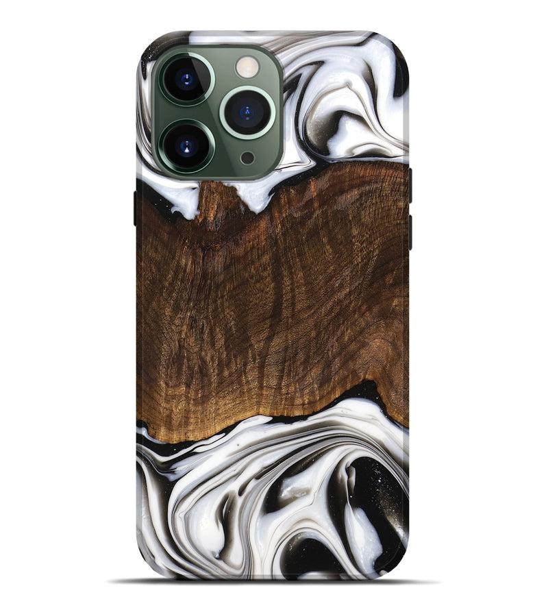 iPhone 13 Pro Max Wood Live Edge Phone Case - Trenten (Black & White, 741607)