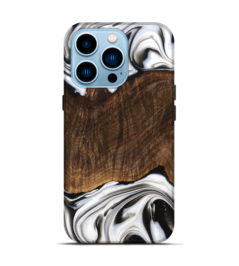 iPhone 14 Pro Wood Live Edge Phone Case - Trenten (Black & White, 741607)