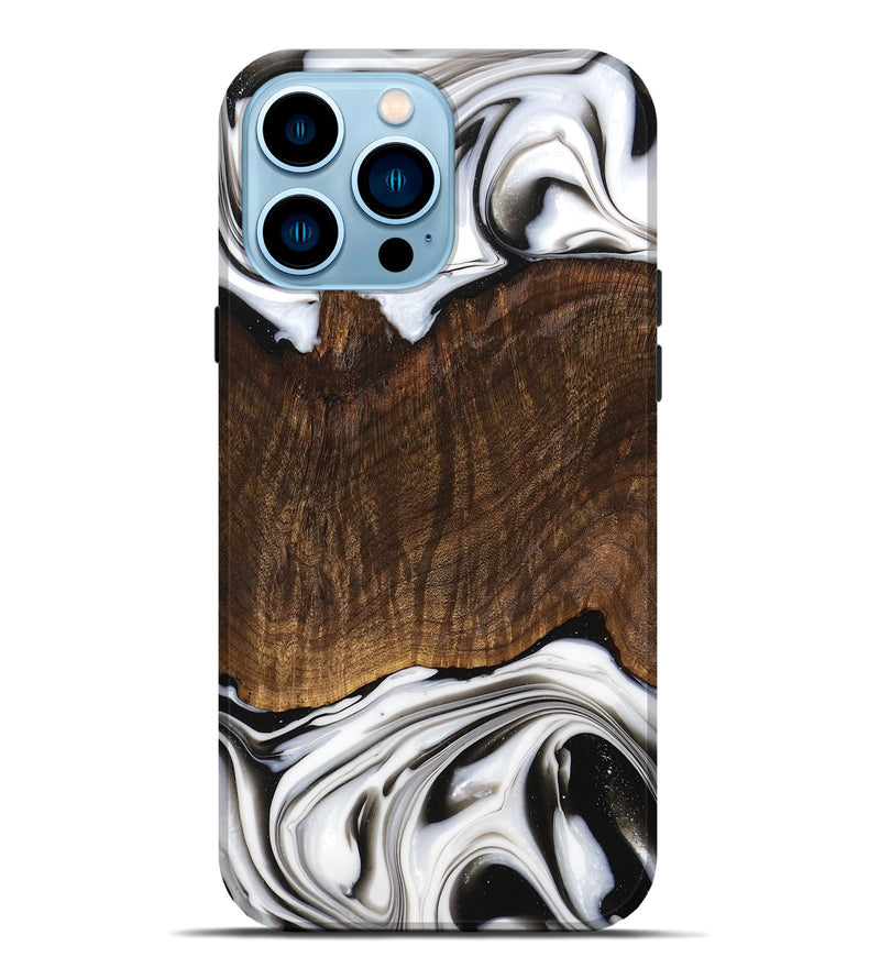 iPhone 14 Pro Max Wood Live Edge Phone Case - Trenten (Black & White, 741607)