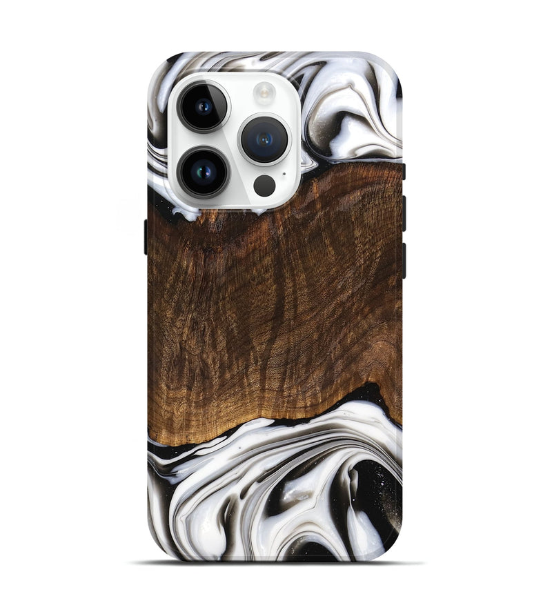 iPhone 15 Pro Wood Live Edge Phone Case - Trenten (Black & White, 741607)