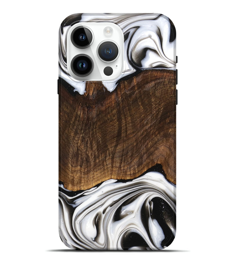 iPhone 15 Pro Max Wood Live Edge Phone Case - Trenten (Black & White, 741607)