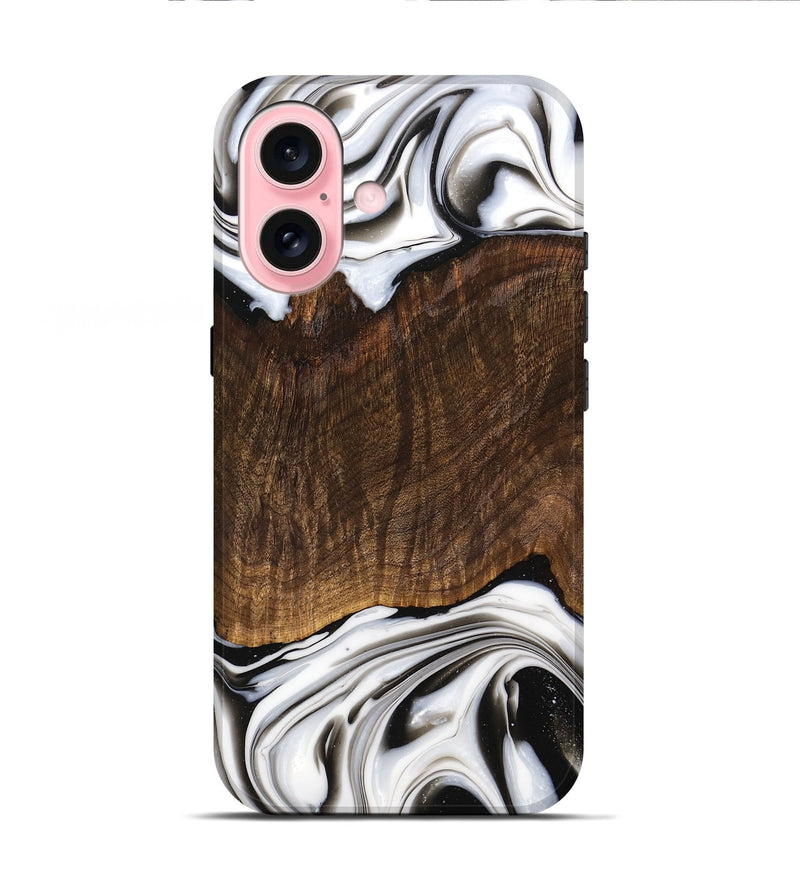 iPhone 16 Wood Live Edge Phone Case - Trenten (Black & White, 741607)