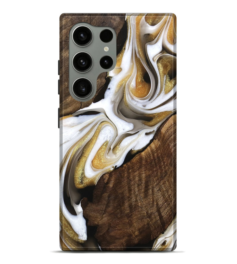 Galaxy S24 Ultra Wood Live Edge Phone Case - Keyla (Black & White, 741608)