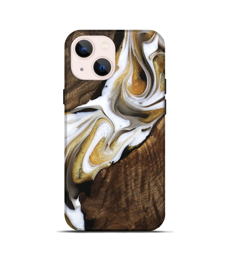 iPhone 13 mini Wood Live Edge Phone Case - Keyla (Black & White, 741608)