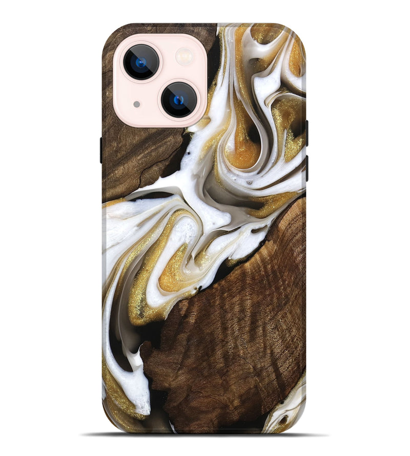 iPhone 14 Plus Wood Live Edge Phone Case - Keyla (Black & White, 741608)