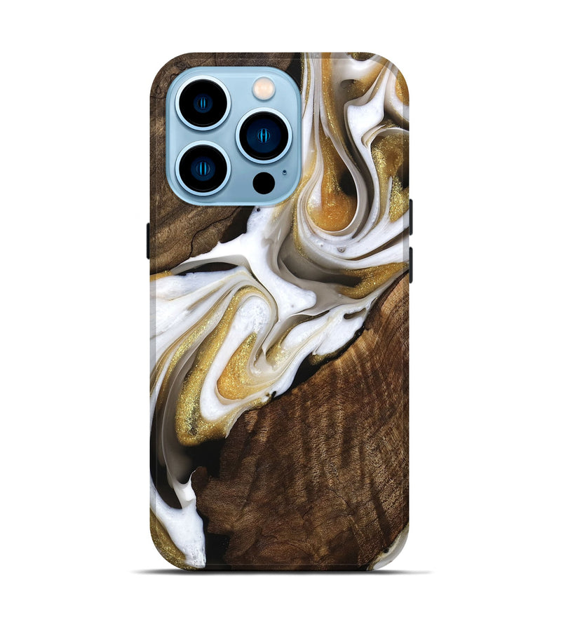 iPhone 14 Pro Wood Live Edge Phone Case - Keyla (Black & White, 741608)