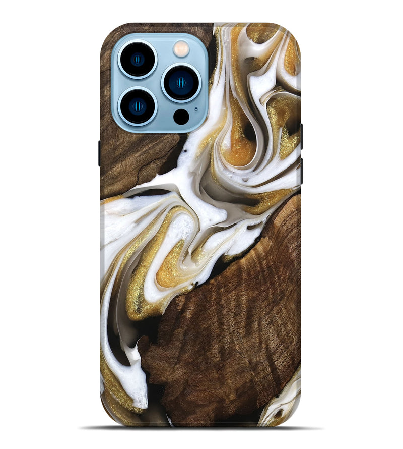 iPhone 14 Pro Max Wood Live Edge Phone Case - Keyla (Black & White, 741608)