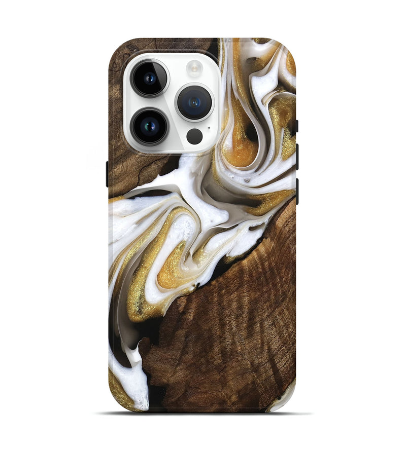 iPhone 15 Pro Wood Live Edge Phone Case - Keyla (Black & White, 741608)