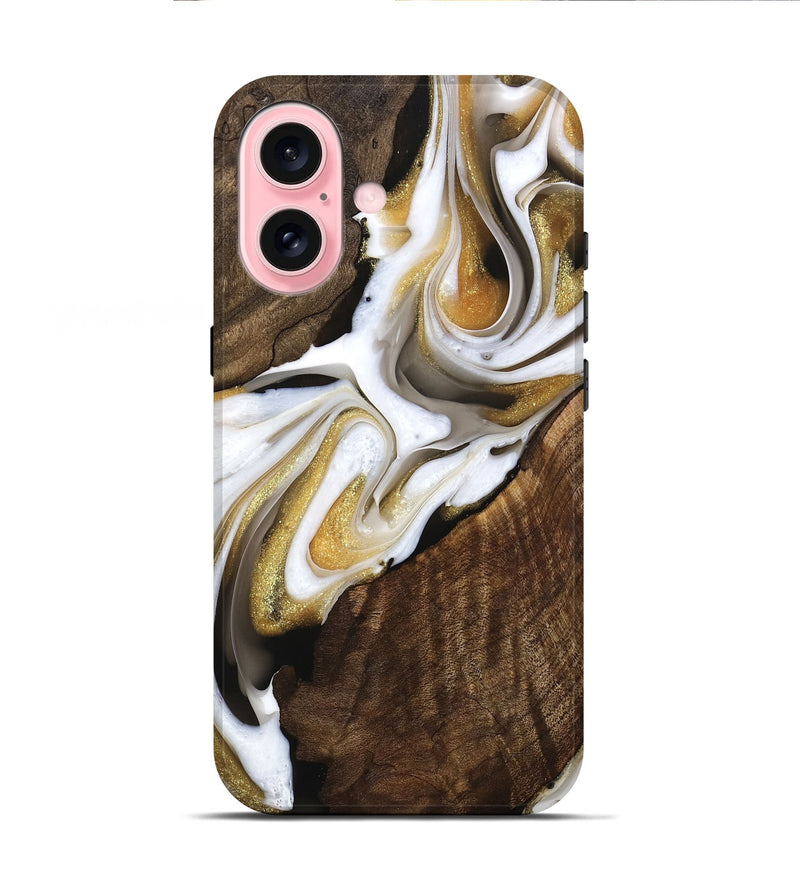 iPhone 16 Wood Live Edge Phone Case - Keyla (Black & White, 741608)