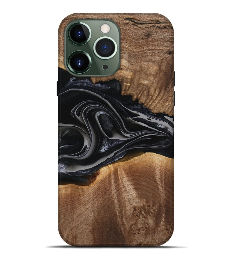 iPhone 13 Pro Max Wood Live Edge Phone Case - Arabela (Black & White, 741609)