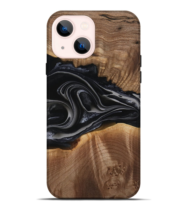 iPhone 14 Plus Wood Live Edge Phone Case - Arabela (Black & White, 741609)