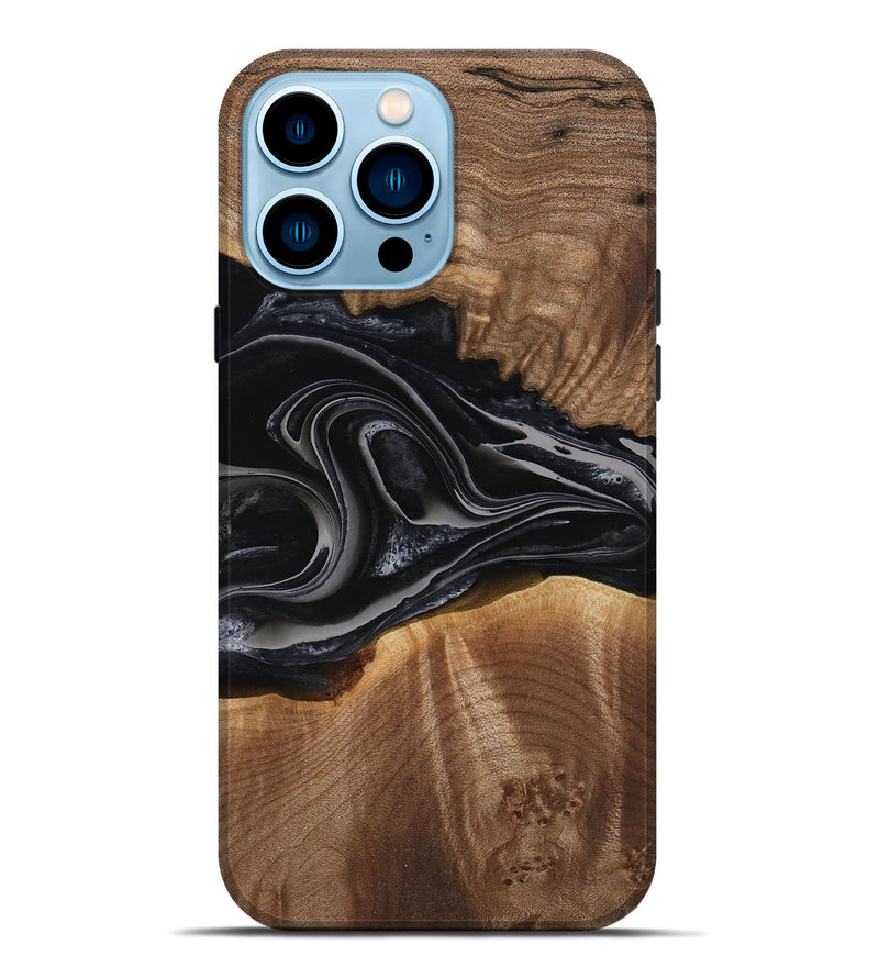 iPhone 14 Pro Max Wood Live Edge Phone Case - Arabela (Black & White, 741609)