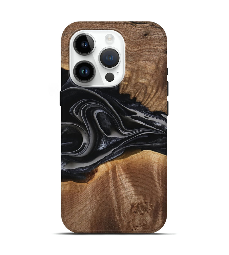 iPhone 15 Pro Wood Live Edge Phone Case - Arabela (Black & White, 741609)