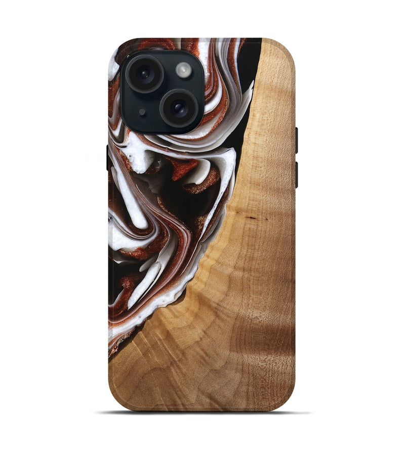 iPhone 15 Wood Live Edge Phone Case - Verner (Black & White, 741610)