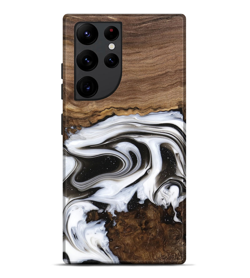 Galaxy S22 Ultra Wood Live Edge Phone Case - Lucious (Black & White, 741611)