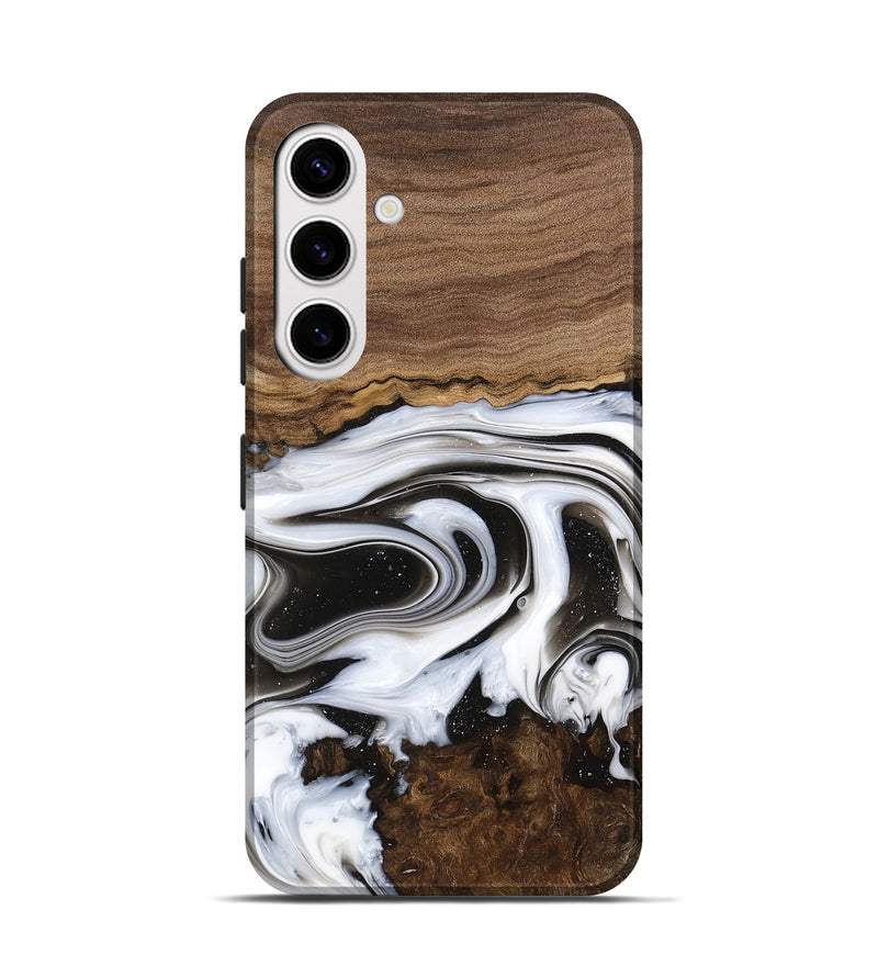 Galaxy S25 Wood Live Edge Phone Case - Lucious (Black & White, 741611)