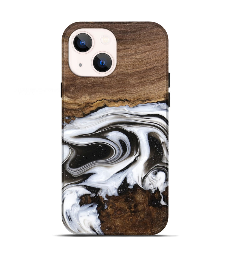 iPhone 13 Wood Live Edge Phone Case - Lucious (Black & White, 741611)