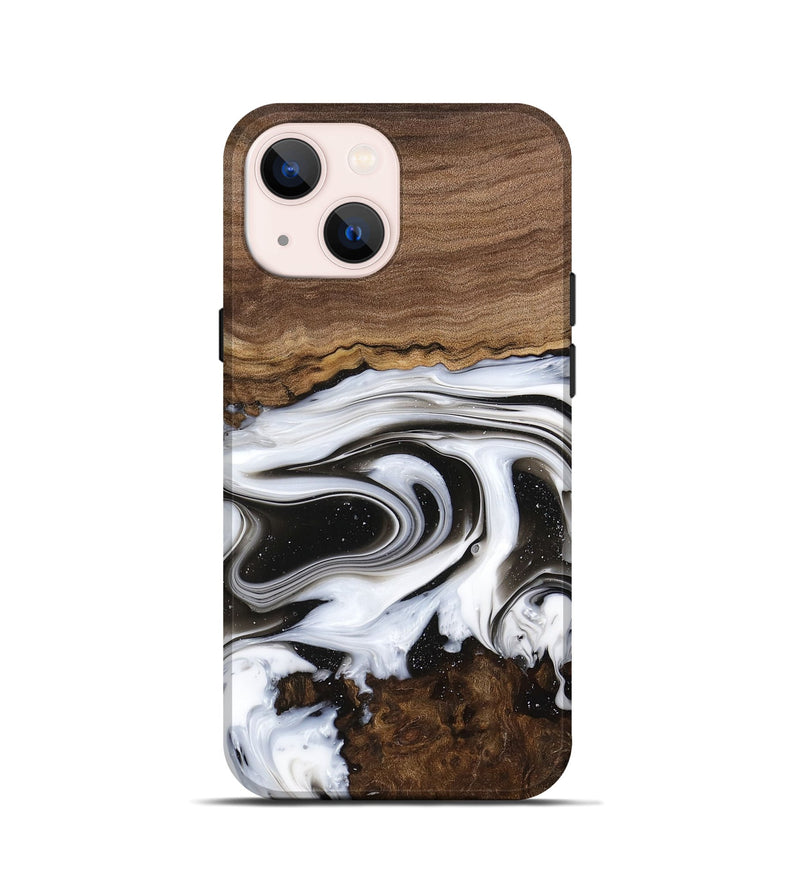 iPhone 13 mini Wood Live Edge Phone Case - Lucious (Black & White, 741611)