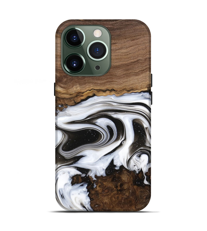 iPhone 13 Pro Wood Live Edge Phone Case - Lucious (Black & White, 741611)