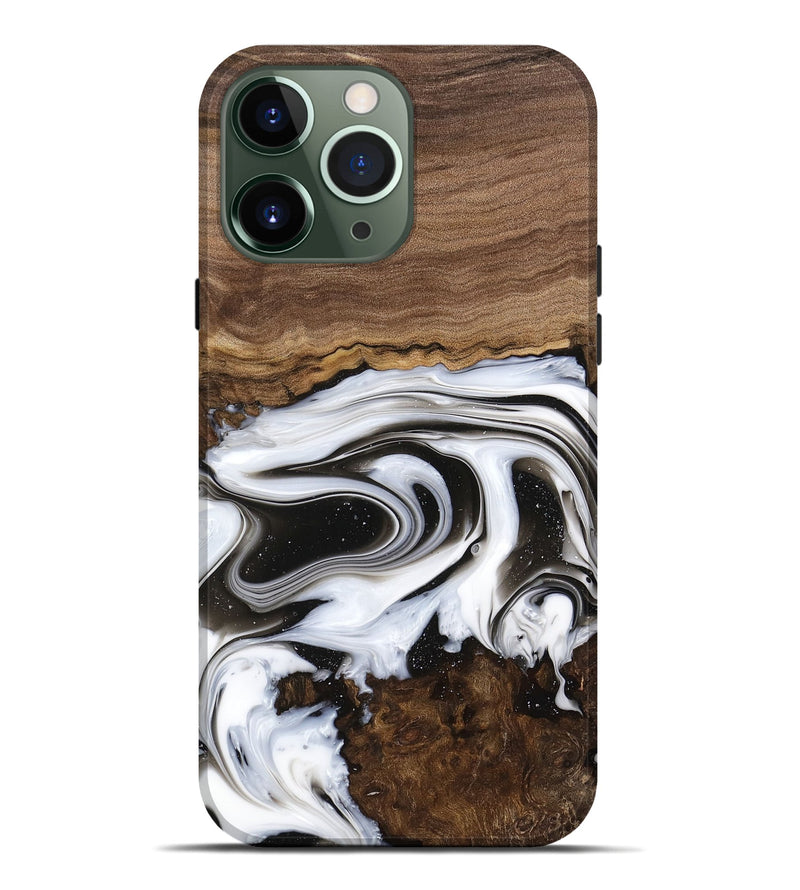 iPhone 13 Pro Max Wood Live Edge Phone Case - Lucious (Black & White, 741611)