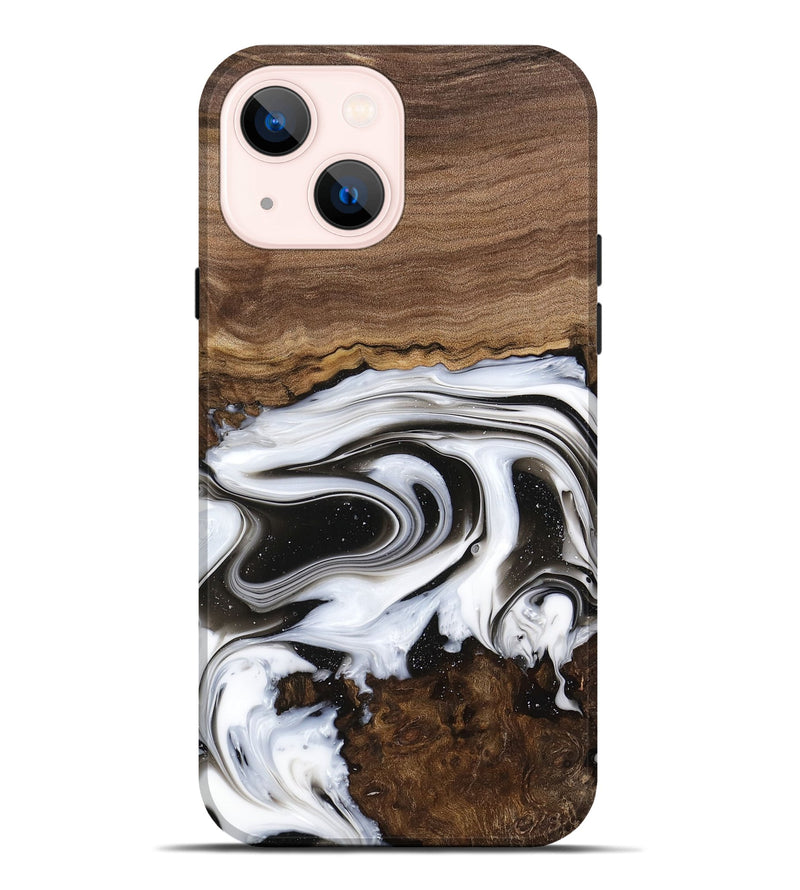 iPhone 14 Plus Wood Live Edge Phone Case - Lucious (Black & White, 741611)