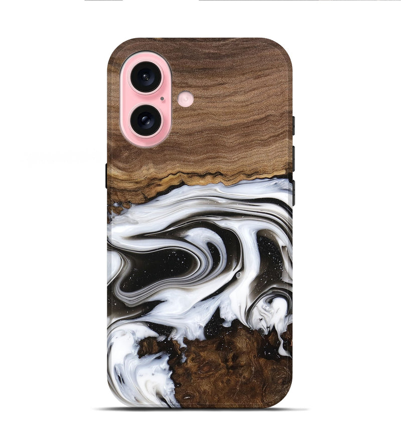 iPhone 16 Wood Live Edge Phone Case - Lucious (Black & White, 741611)