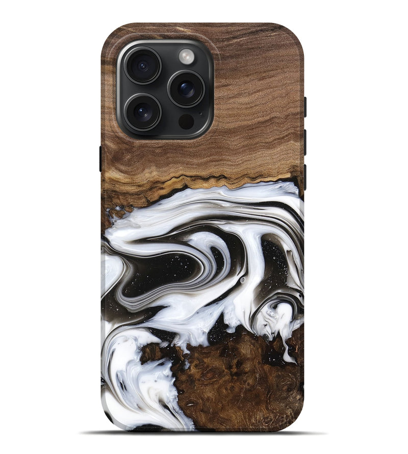 iPhone 16 Pro Max Wood Live Edge Phone Case - Lucious (Black & White, 741611)