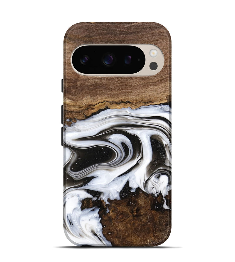 Pixel 9 Wood Live Edge Phone Case - Lucious (Black & White, 741611)