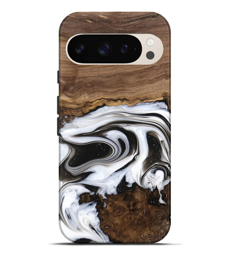 Pixel 9 Pro XL Wood Live Edge Phone Case - Lucious (Black & White, 741611)