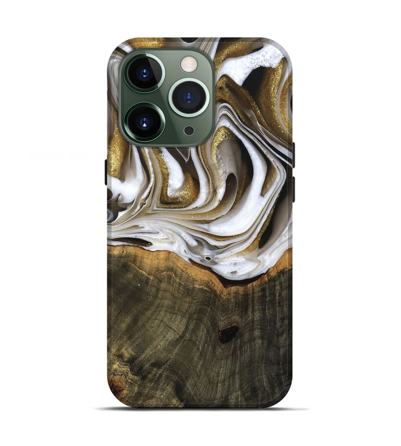 iPhone 13 Pro Wood Live Edge Phone Case - Skyla (Black & White, 741612)