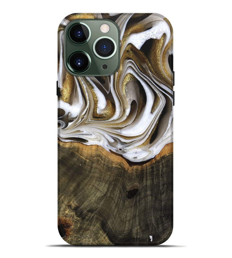 iPhone 13 Pro Max Wood Live Edge Phone Case - Skyla (Black & White, 741612)