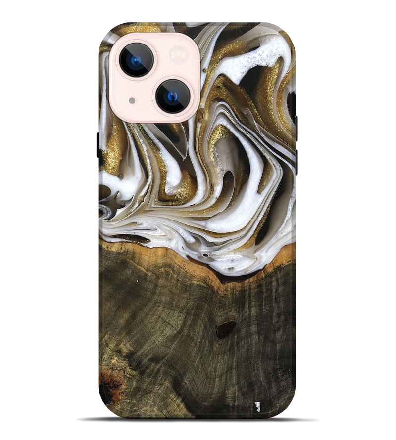 iPhone 14 Plus Wood Live Edge Phone Case - Skyla (Black & White, 741612)