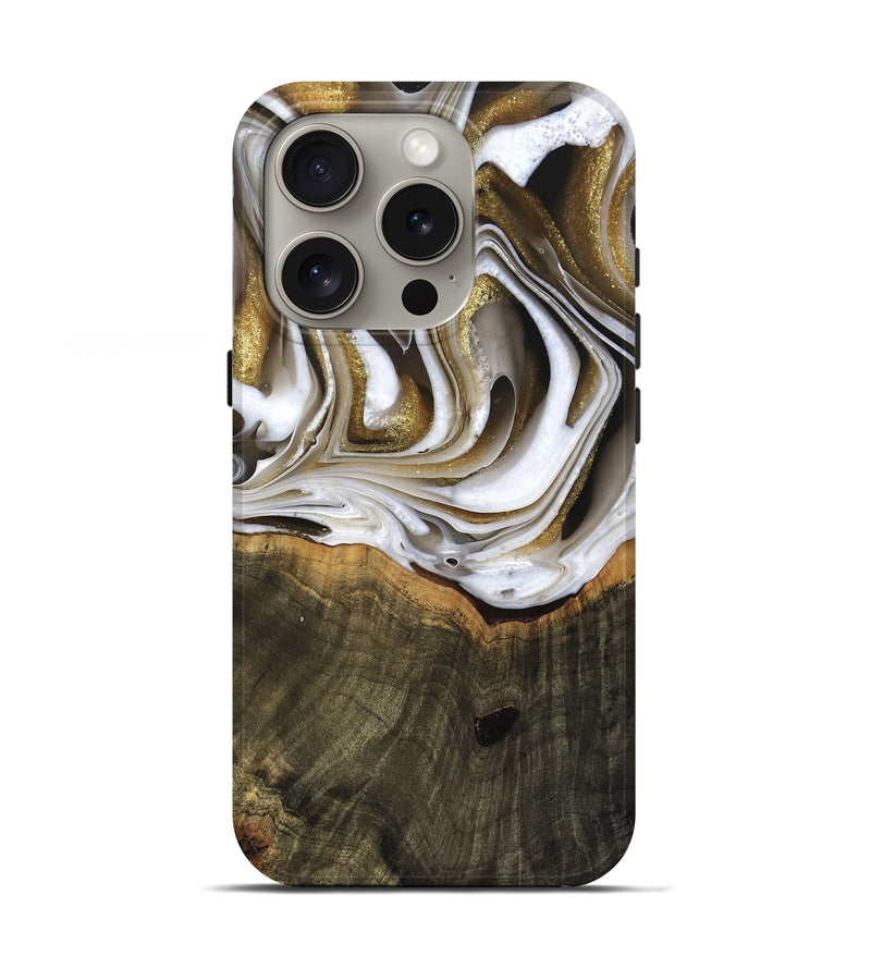 iPhone 16 Pro Wood Live Edge Phone Case - Skyla (Black & White, 741612)