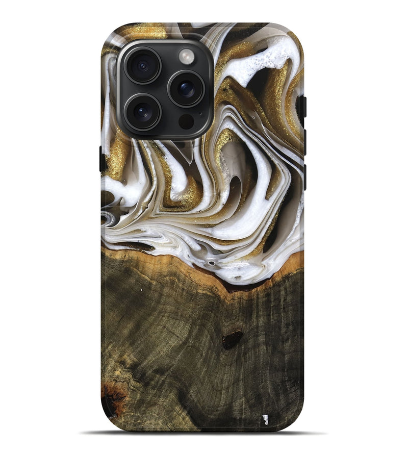 iPhone 16 Pro Max Wood Live Edge Phone Case - Skyla (Black & White, 741612)