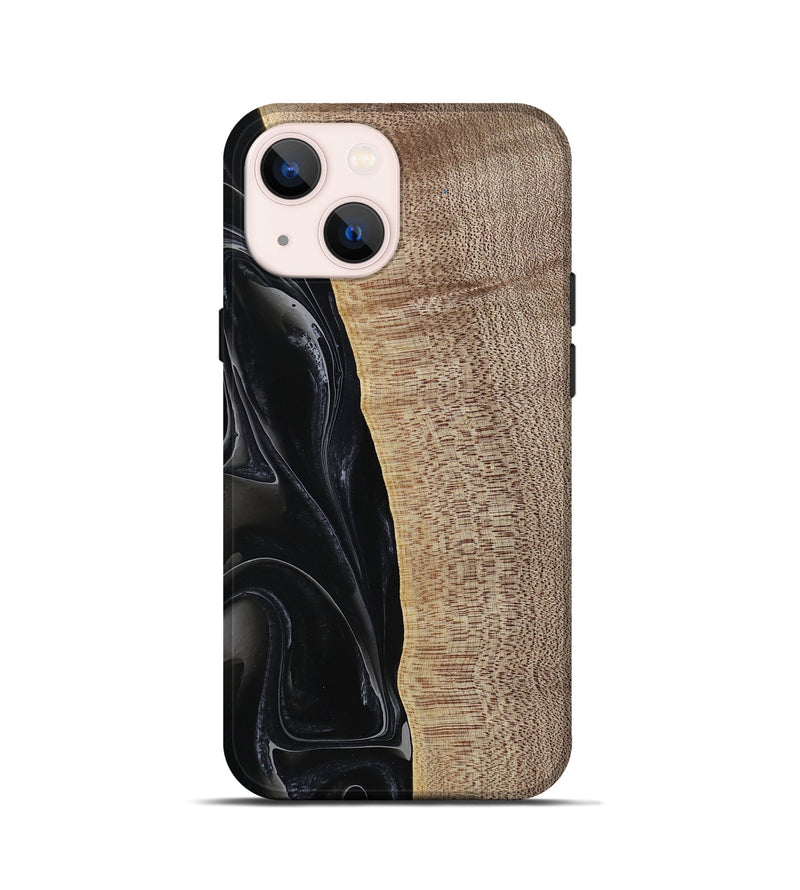 iPhone 13 mini Wood Live Edge Phone Case - Kyan (Black & White, 741613)