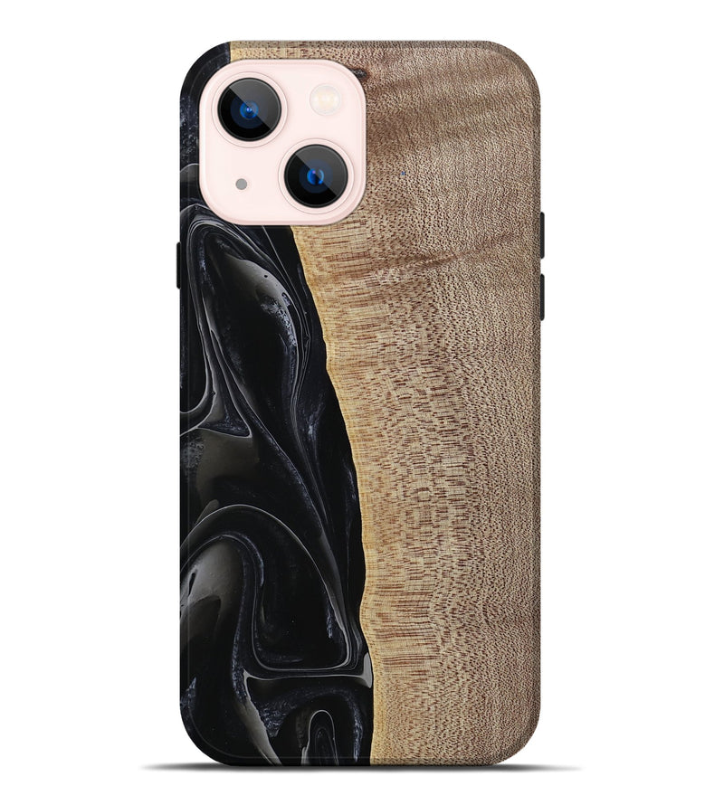 iPhone 14 Plus Wood Live Edge Phone Case - Kyan (Black & White, 741613)