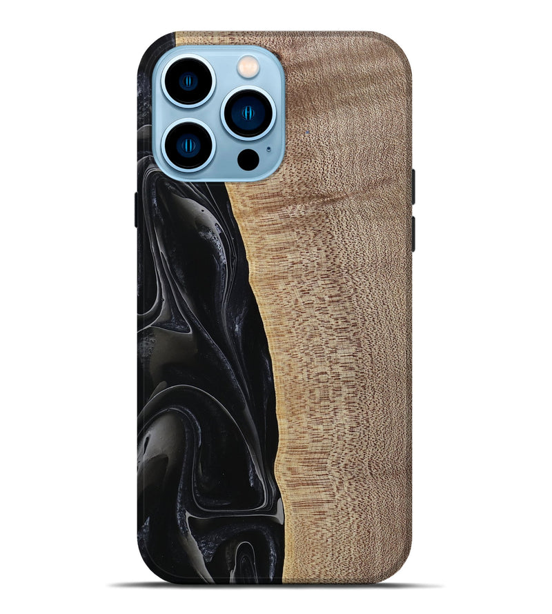 iPhone 14 Pro Max Wood Live Edge Phone Case - Kyan (Black & White, 741613)