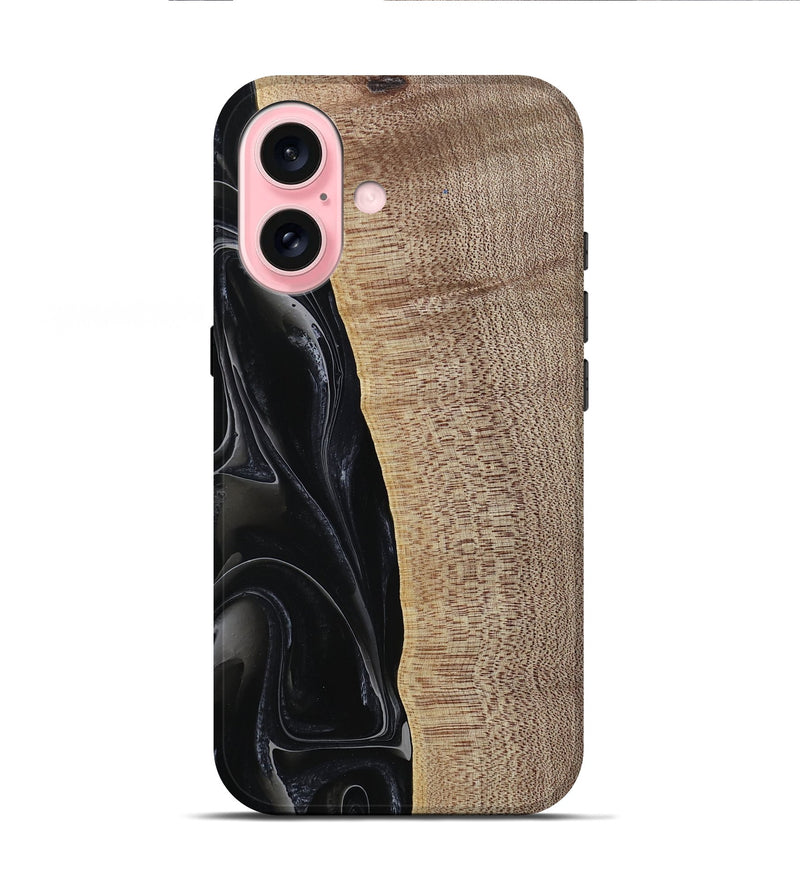 iPhone 16 Wood Live Edge Phone Case - Kyan (Black & White, 741613)